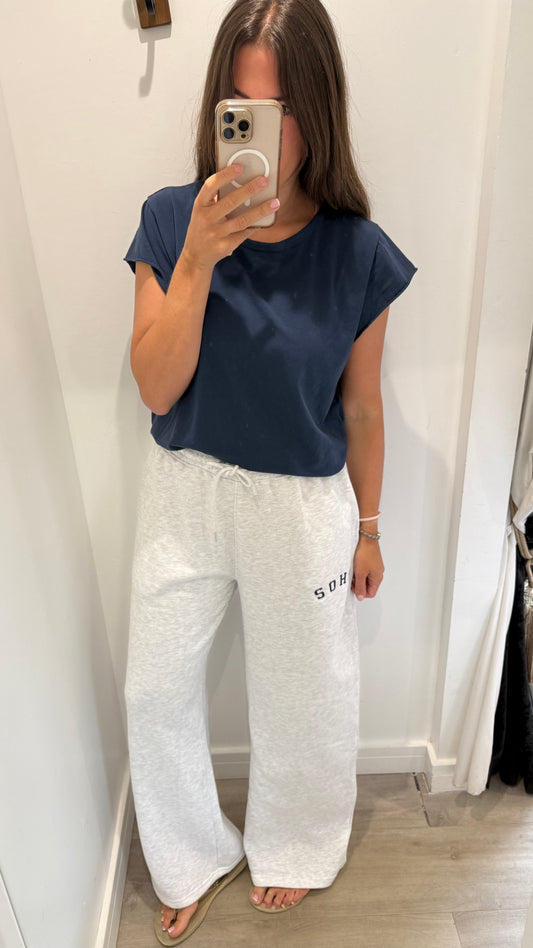 GREY SOHO WIDE LEG JOGGERS