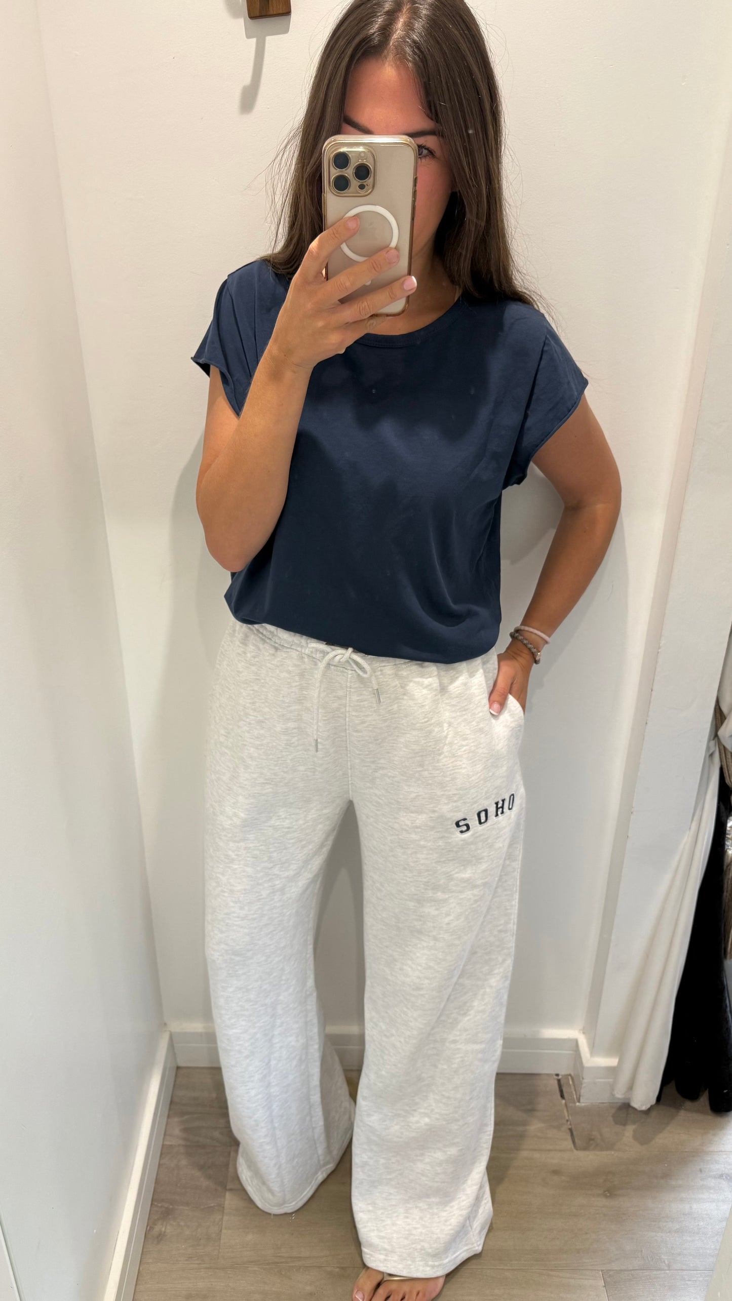 GREY SOHO WIDE LEG JOGGERS