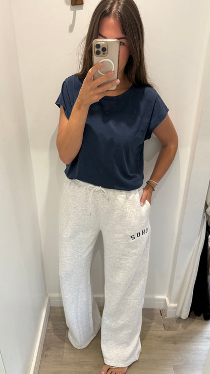 GREY SOHO WIDE LEG JOGGERS