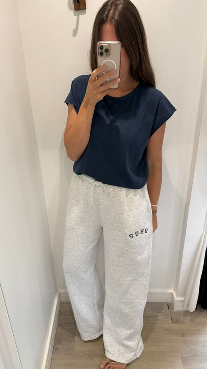 GREY SOHO WIDE LEG JOGGERS