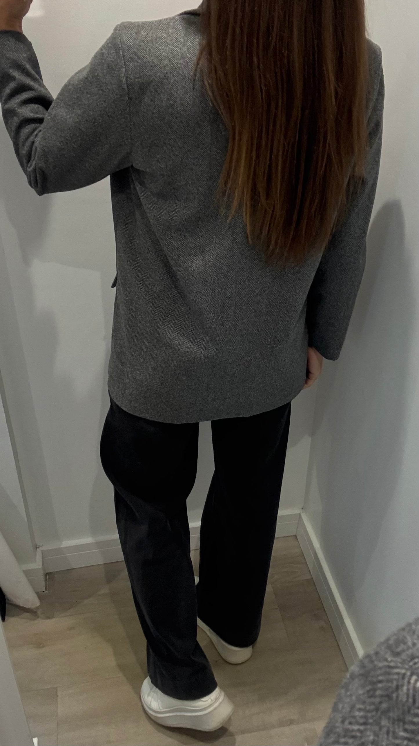 GREY TWEED STYLE ONE-BUTTON BLAZER