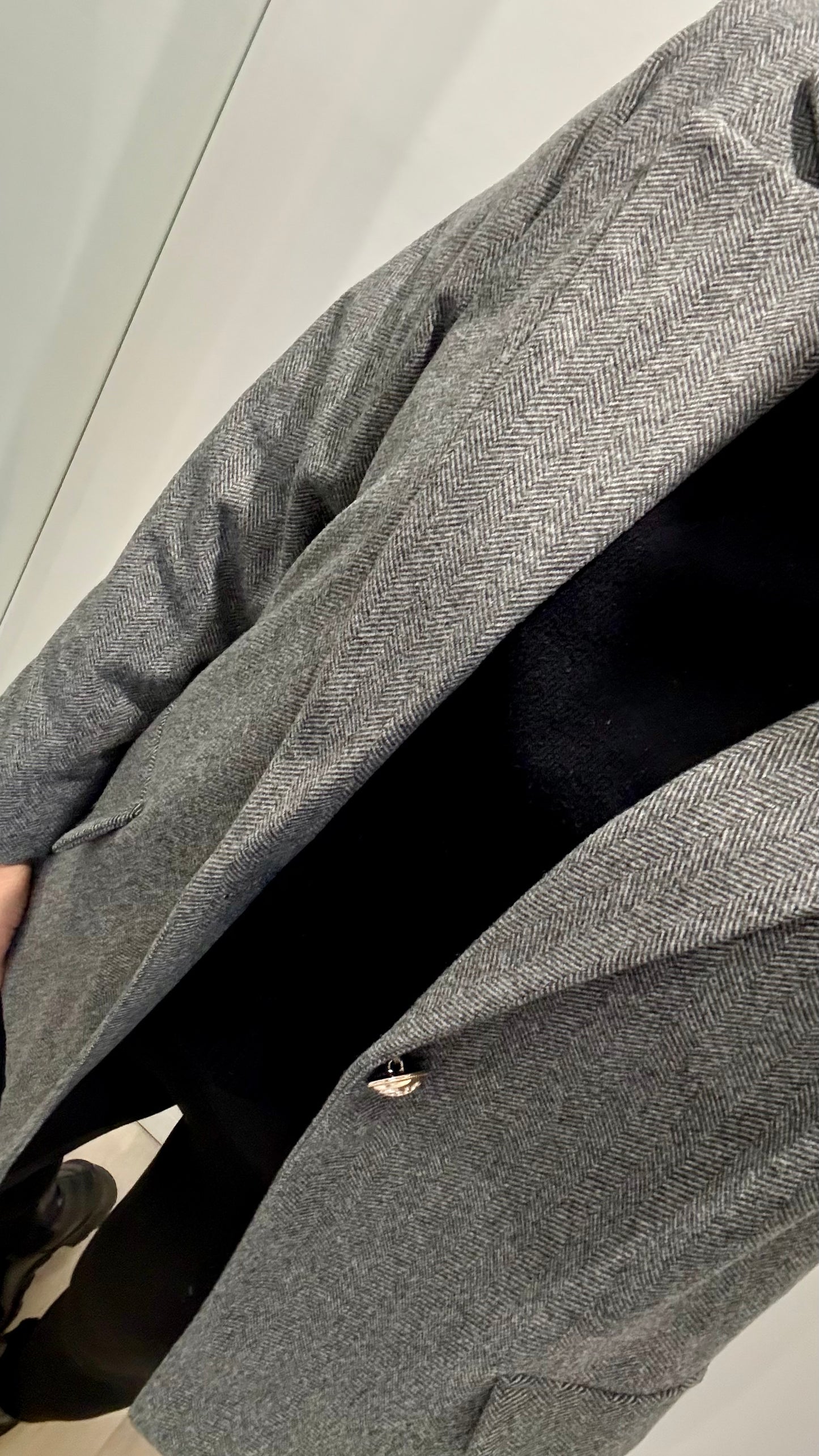 GREY TWEED STYLE ONE-BUTTON BLAZER