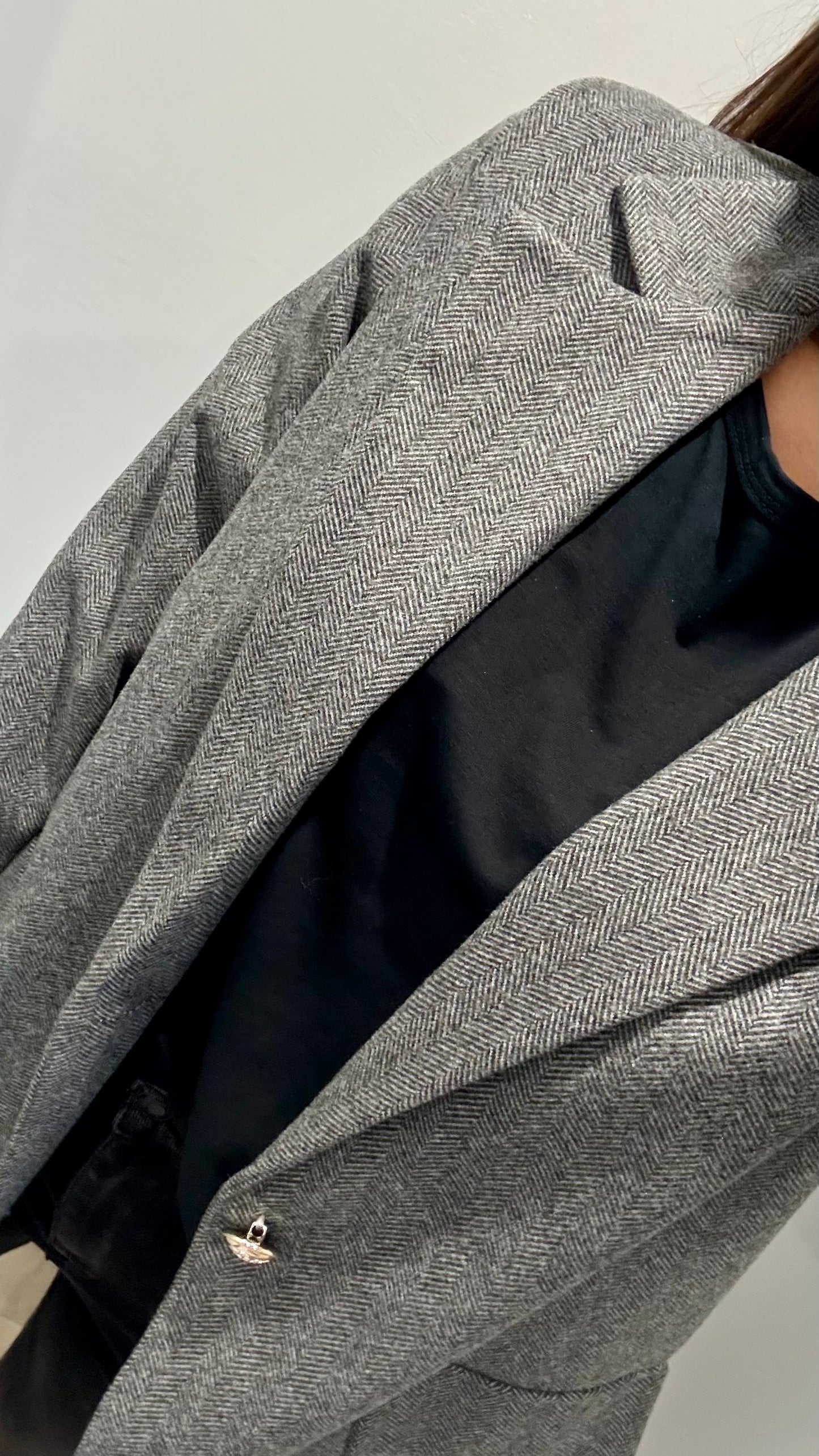 GREY TWEED STYLE ONE-BUTTON BLAZER