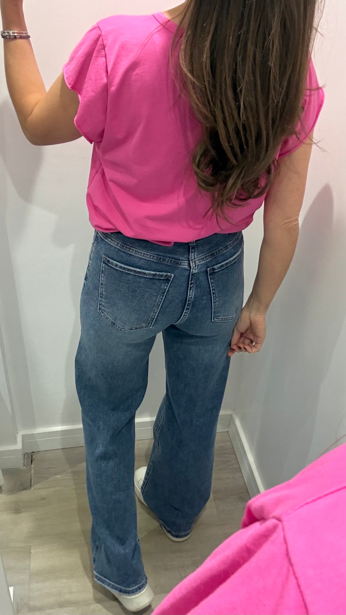HOT PINK CAP SLEEVE TEE