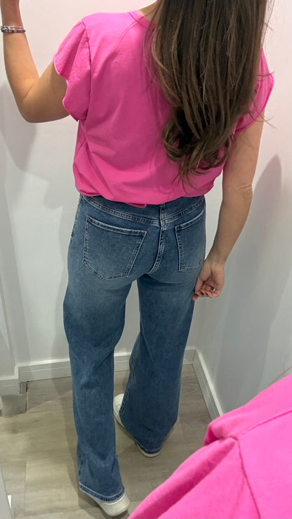 HOT PINK CAP SLEEVE TEE