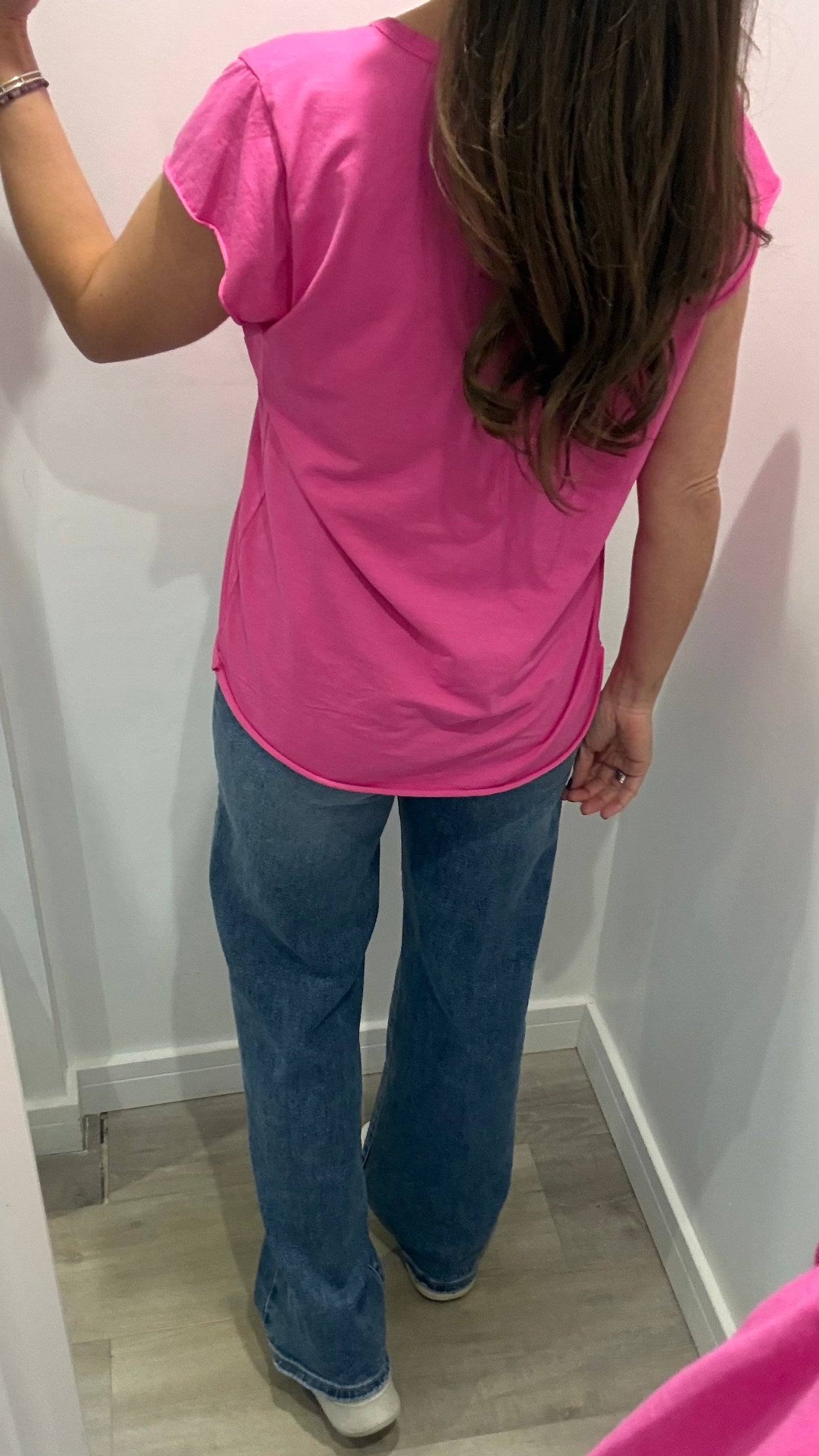 HOT PINK CAP SLEEVE TEE