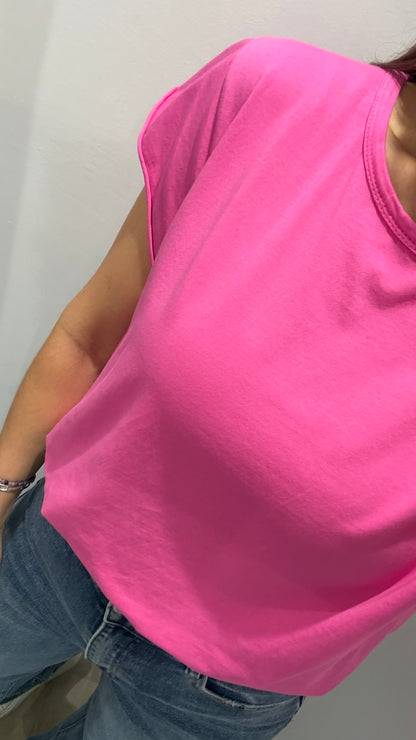 HOT PINK CAP SLEEVE TEE