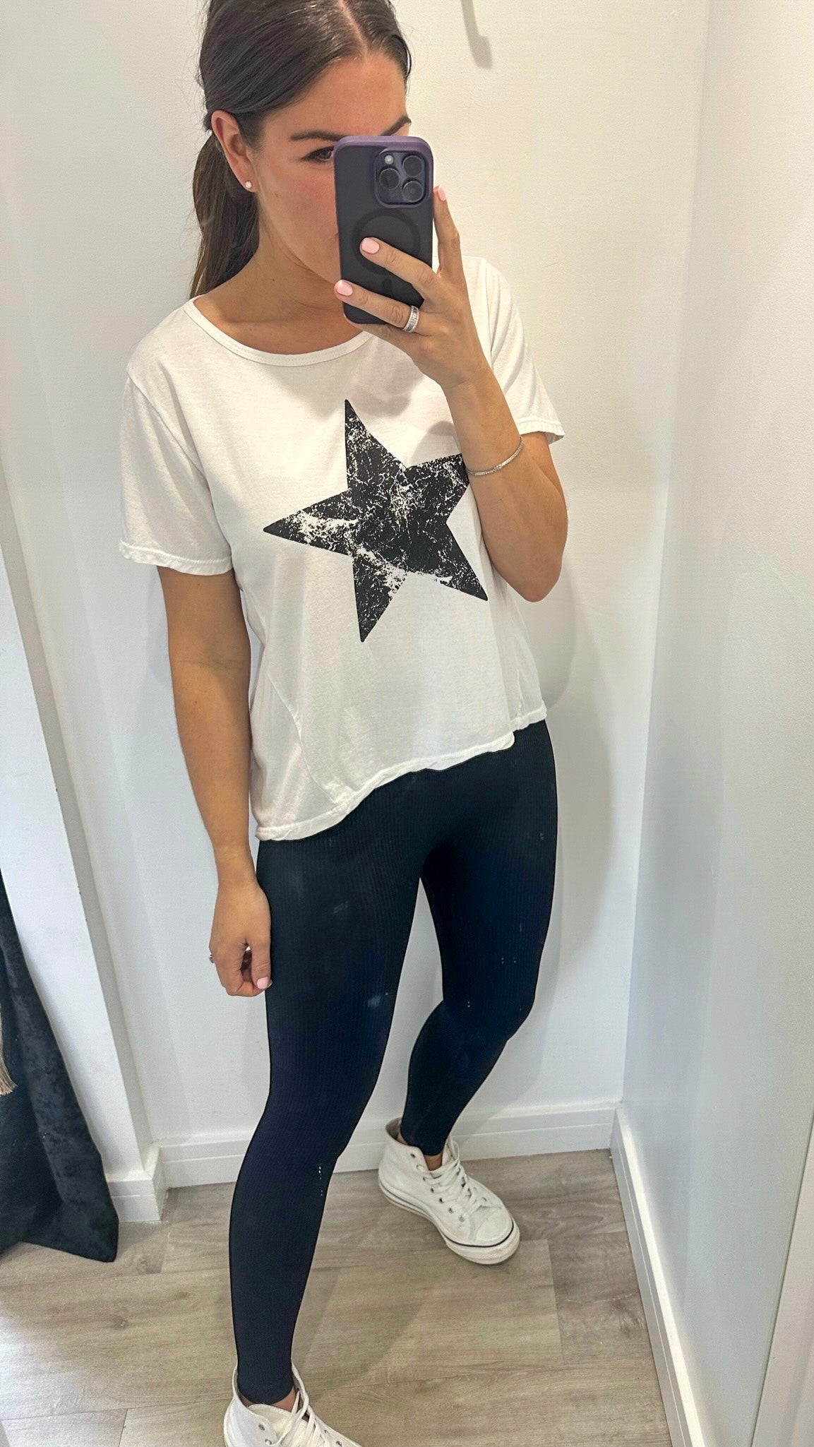 BLACK RIBBED SEAM FREE LEGGINGS