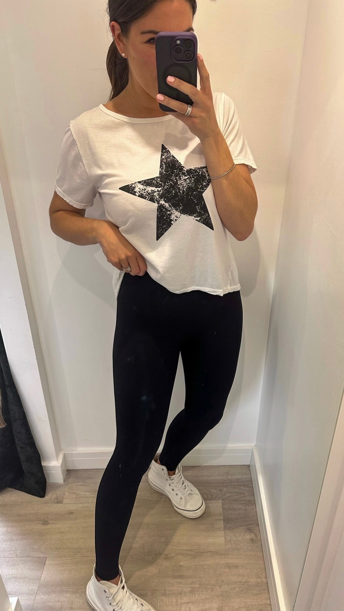 BLACK RIBBED SEAM FREE LEGGINGS