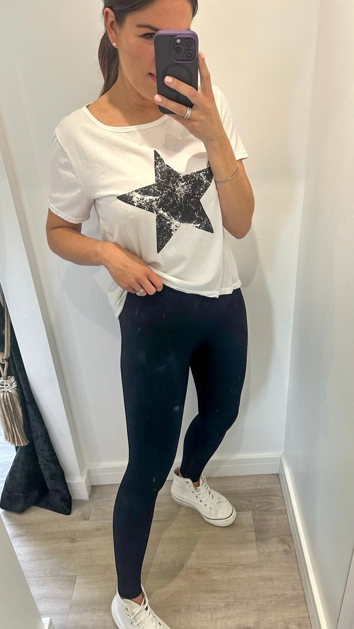 BLACK RIBBED SEAM FREE LEGGINGS