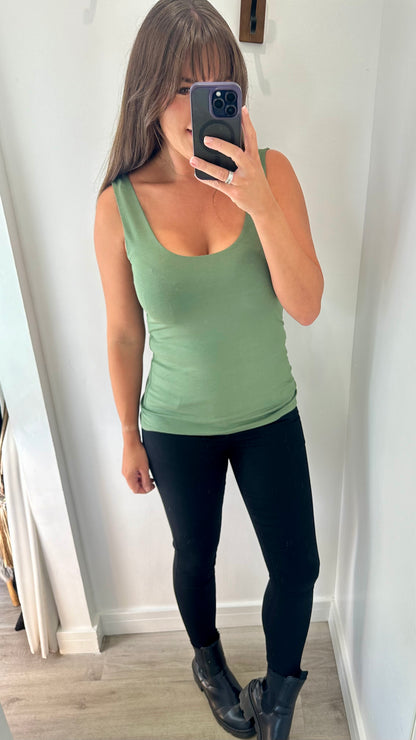KHAKI CAMI VEST TOP