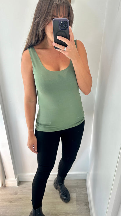KHAKI CAMI VEST TOP