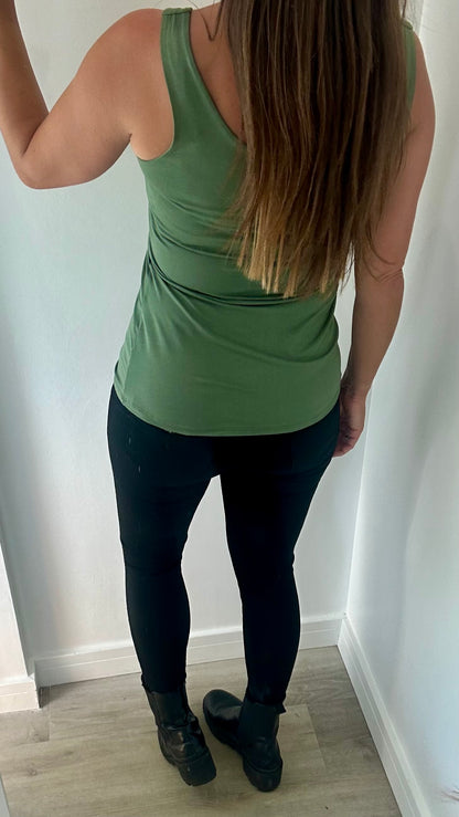 KHAKI CAMI VEST TOP