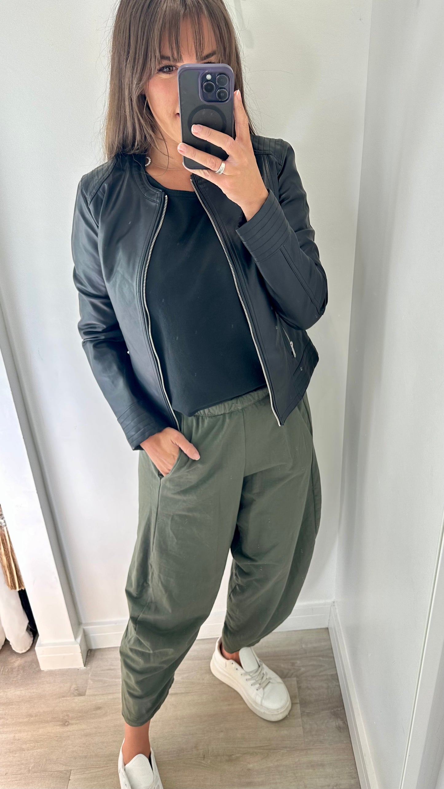 KHAKI COCOON JERSEY TROUSERS