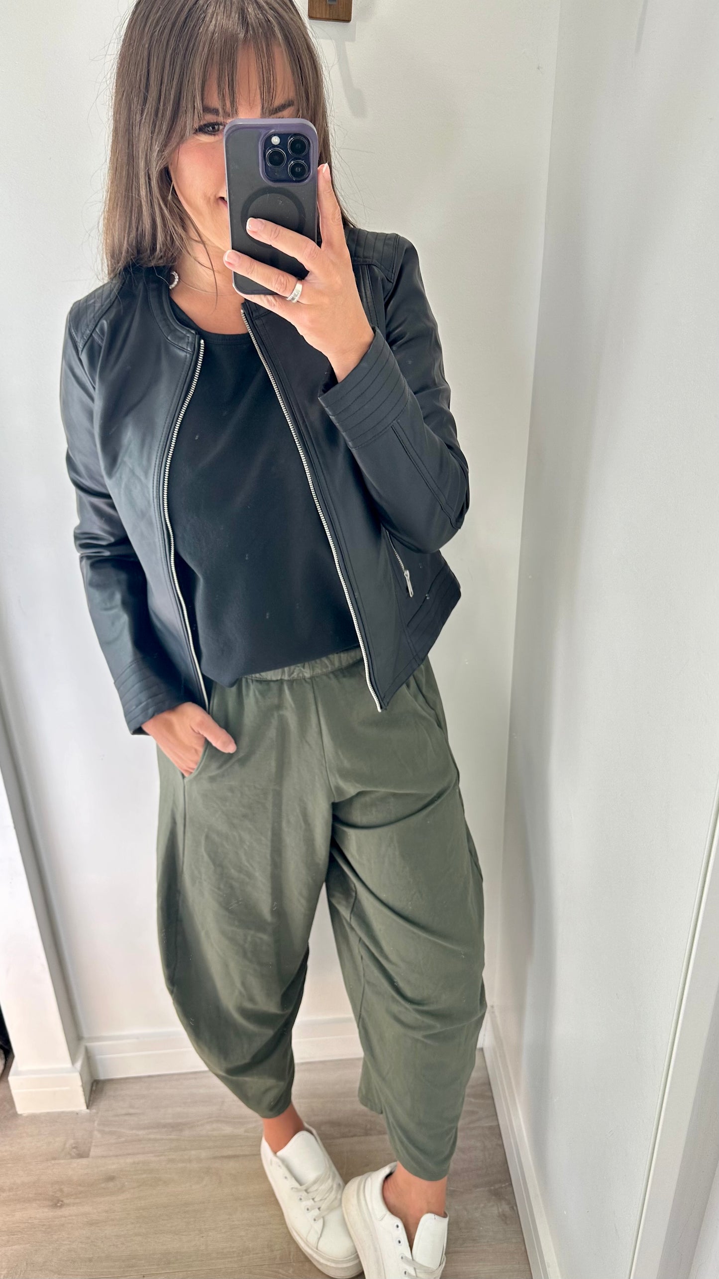 KHAKI COCOON JERSEY TROUSERS