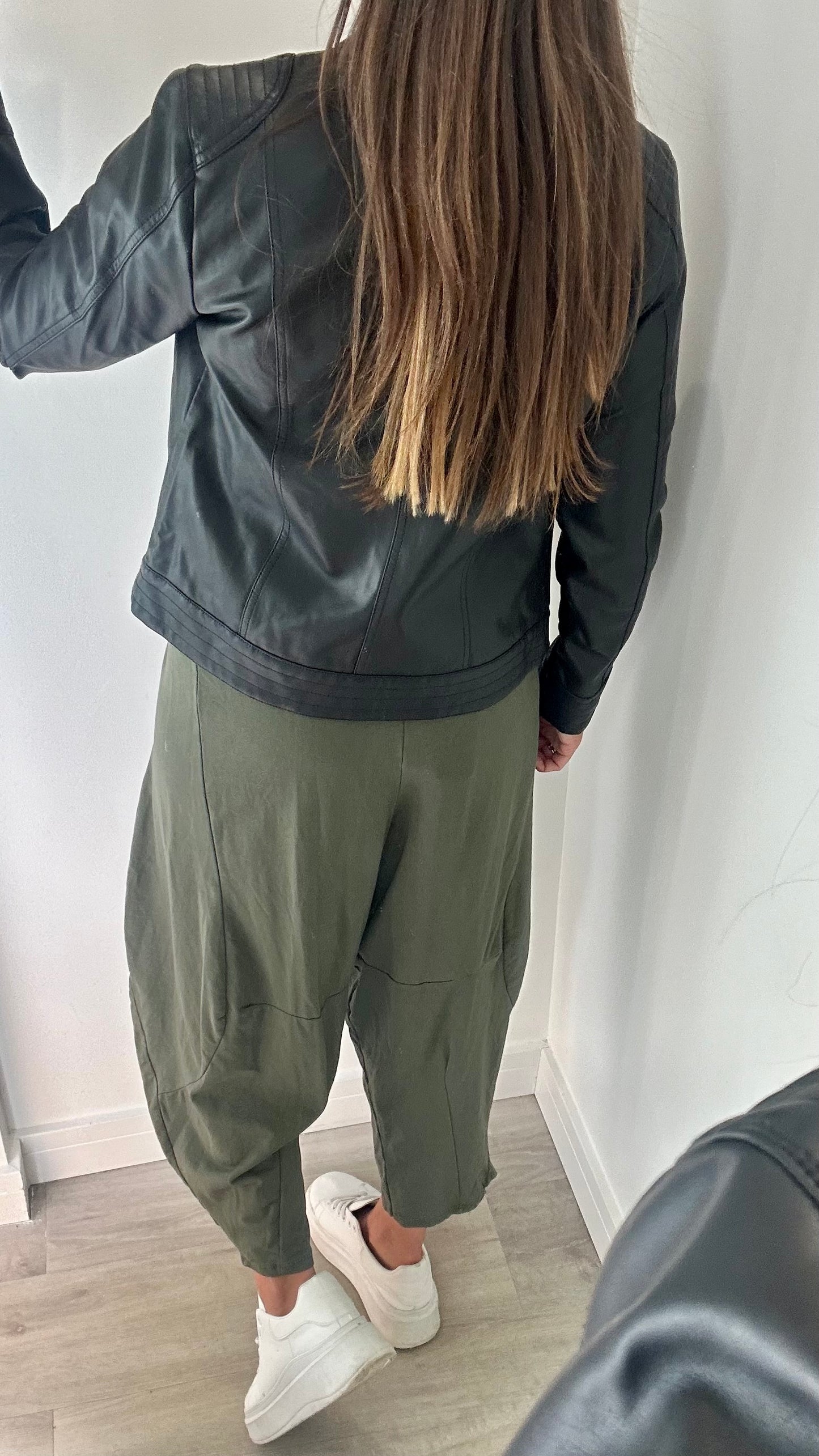 KHAKI COCOON JERSEY TROUSERS