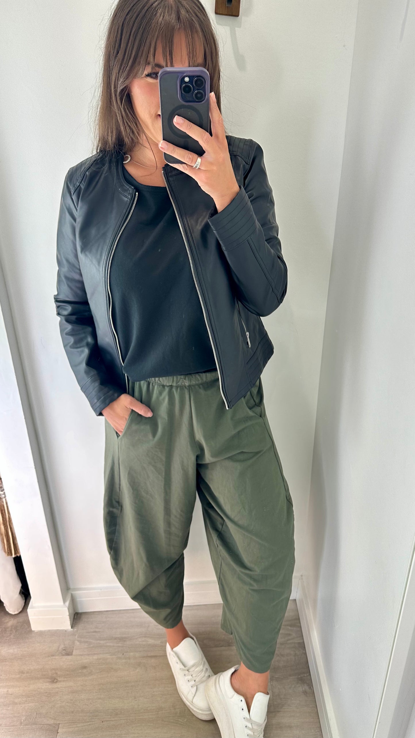 KHAKI COCOON JERSEY TROUSERS