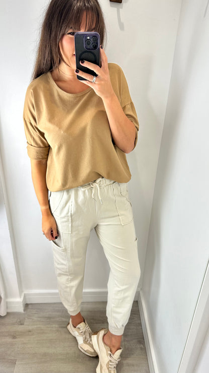 CREAM POCKET JOGGER SWEAT PANTS