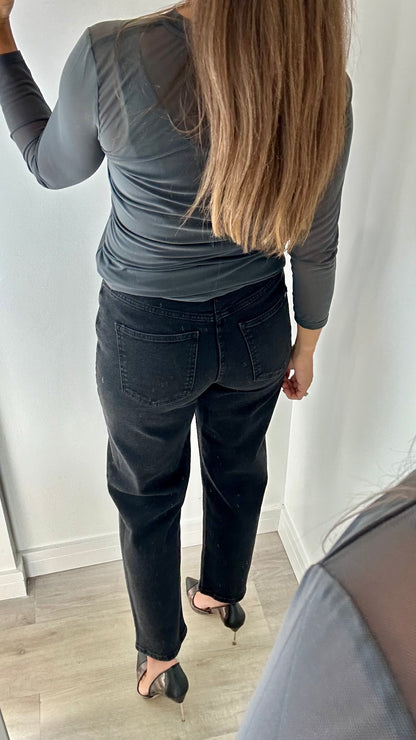 CHARCOAL SHEER TOP