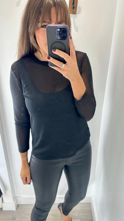 BLACK SHEER TOP