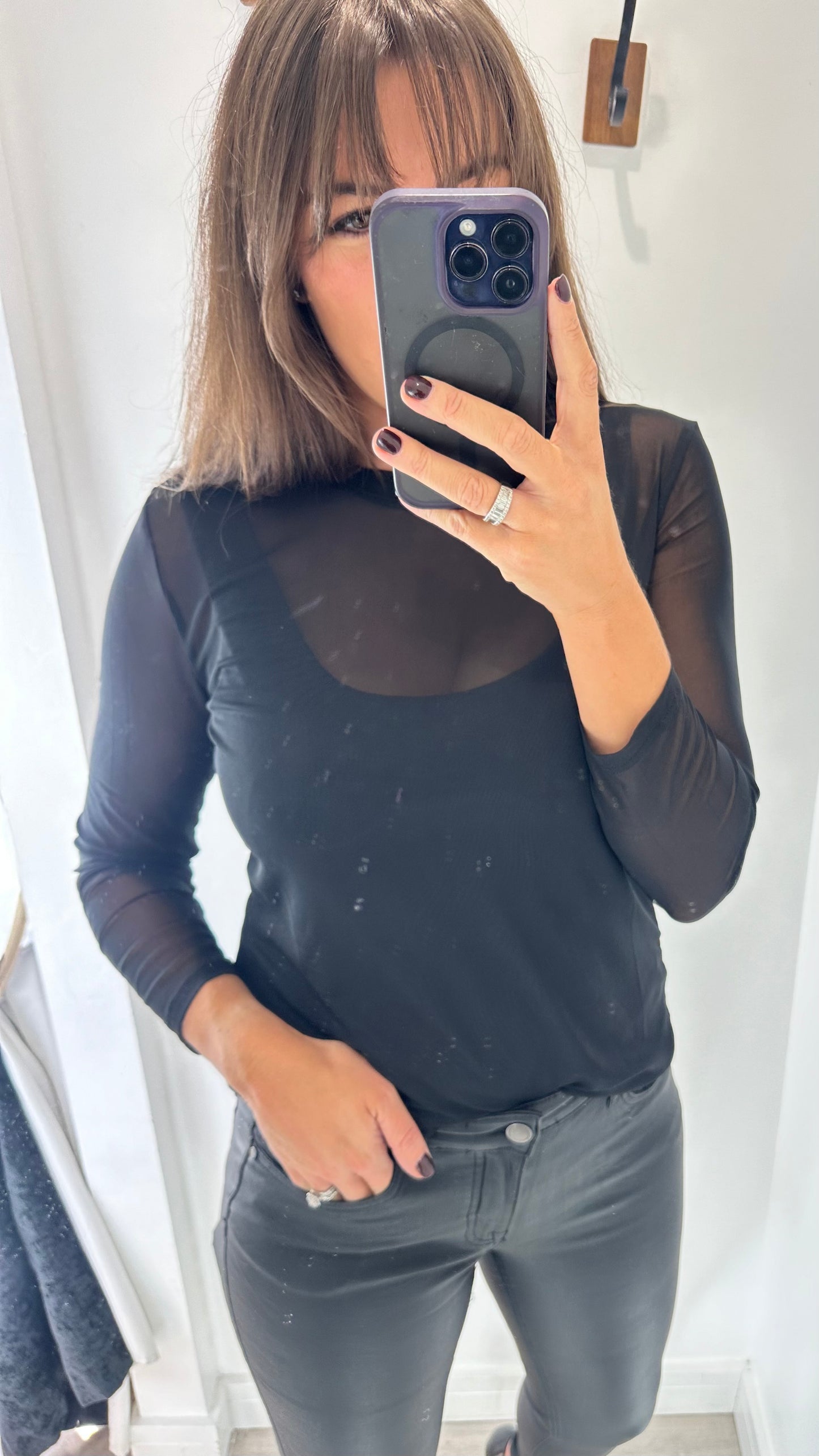 BLACK SHEER TOP