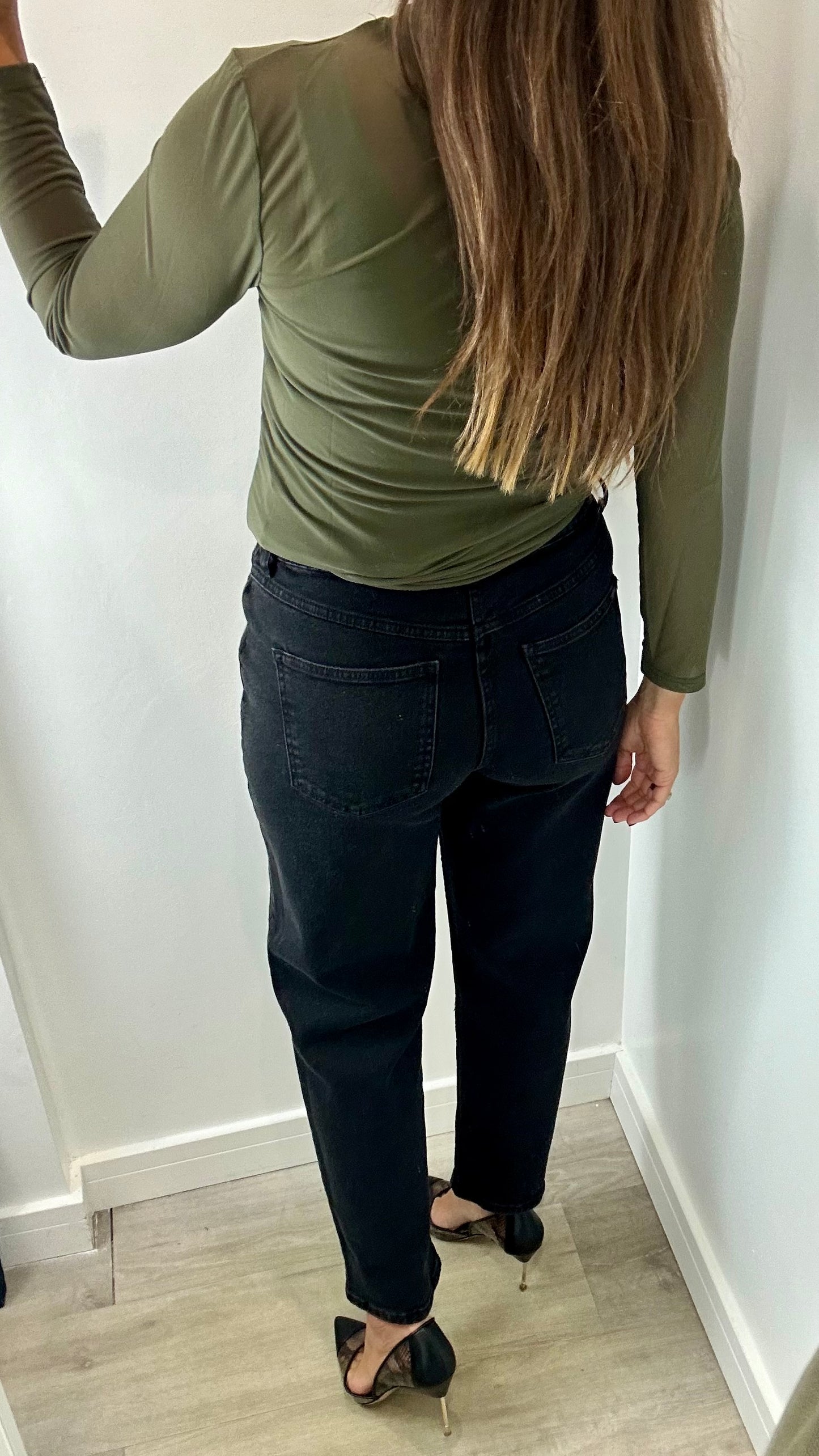 MILITARY GREEN SHEER TOP