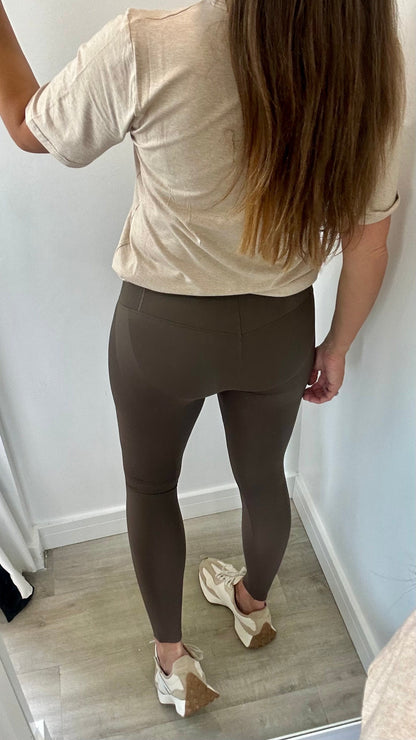 CHOCOLATE BROWN HIGH WAISTED SCULPT LEGGINGS