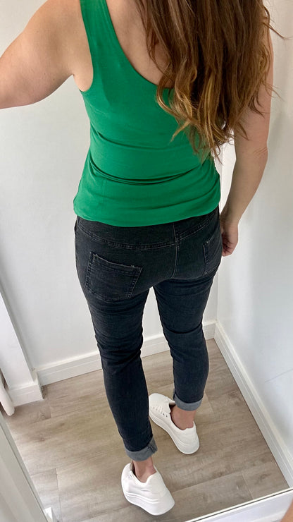 GREEN CAMI VEST TOP