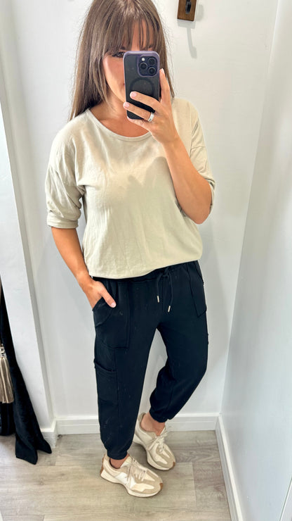 BLACK POCKET JOGGER SWEAT PANTS