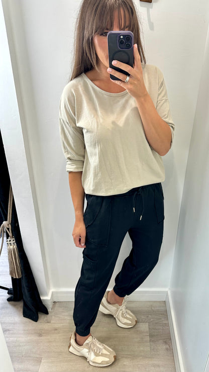 BLACK POCKET JOGGER SWEAT PANTS