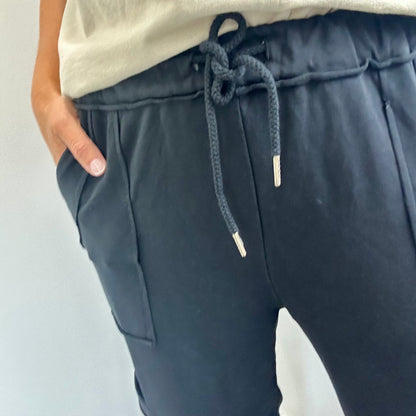 BLACK POCKET JOGGER SWEAT PANTS