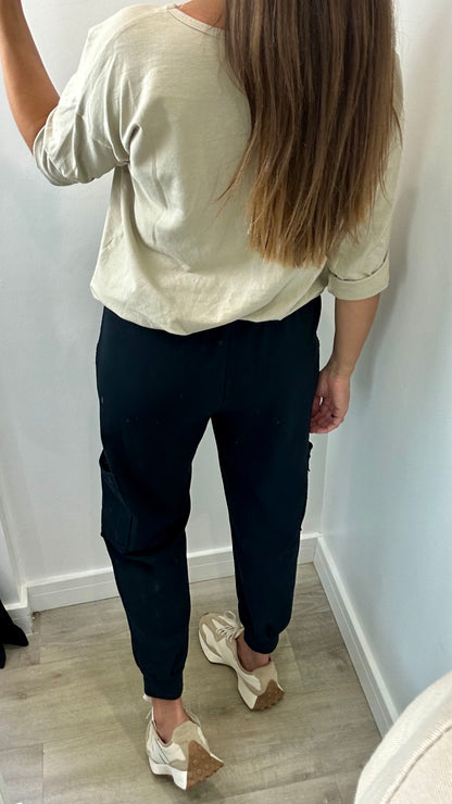 BLACK POCKET JOGGER SWEAT PANTS