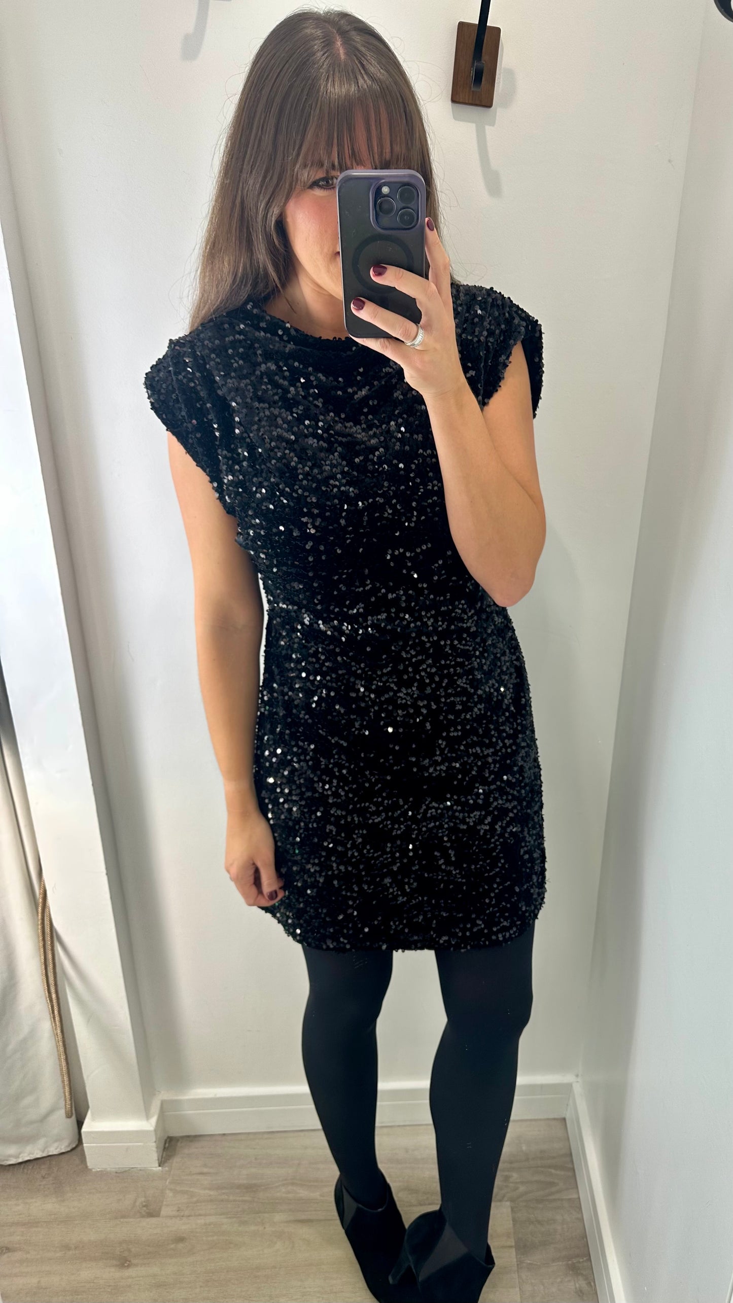 BLACK VELVET SEQUIN DRESS