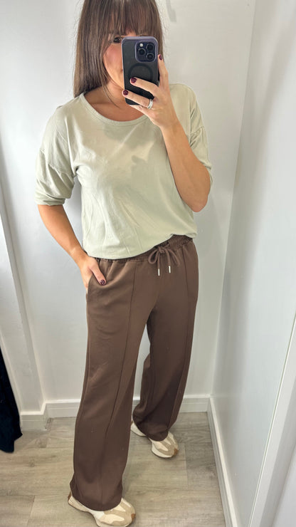 SAND ROLL SLEEVE SWEAT TOP