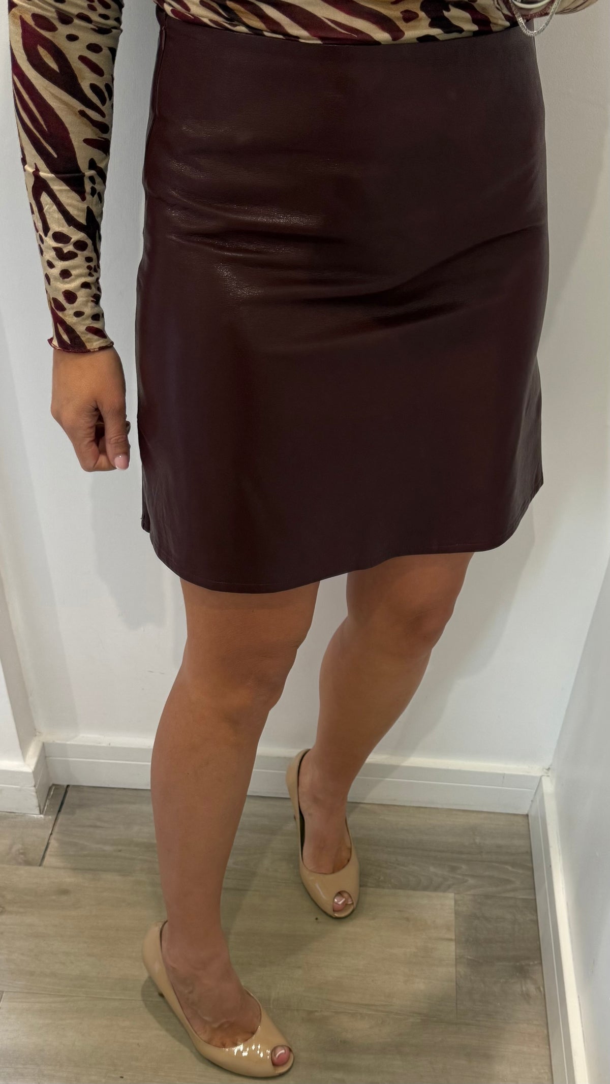BURGUNDY PU MINI SKIRT