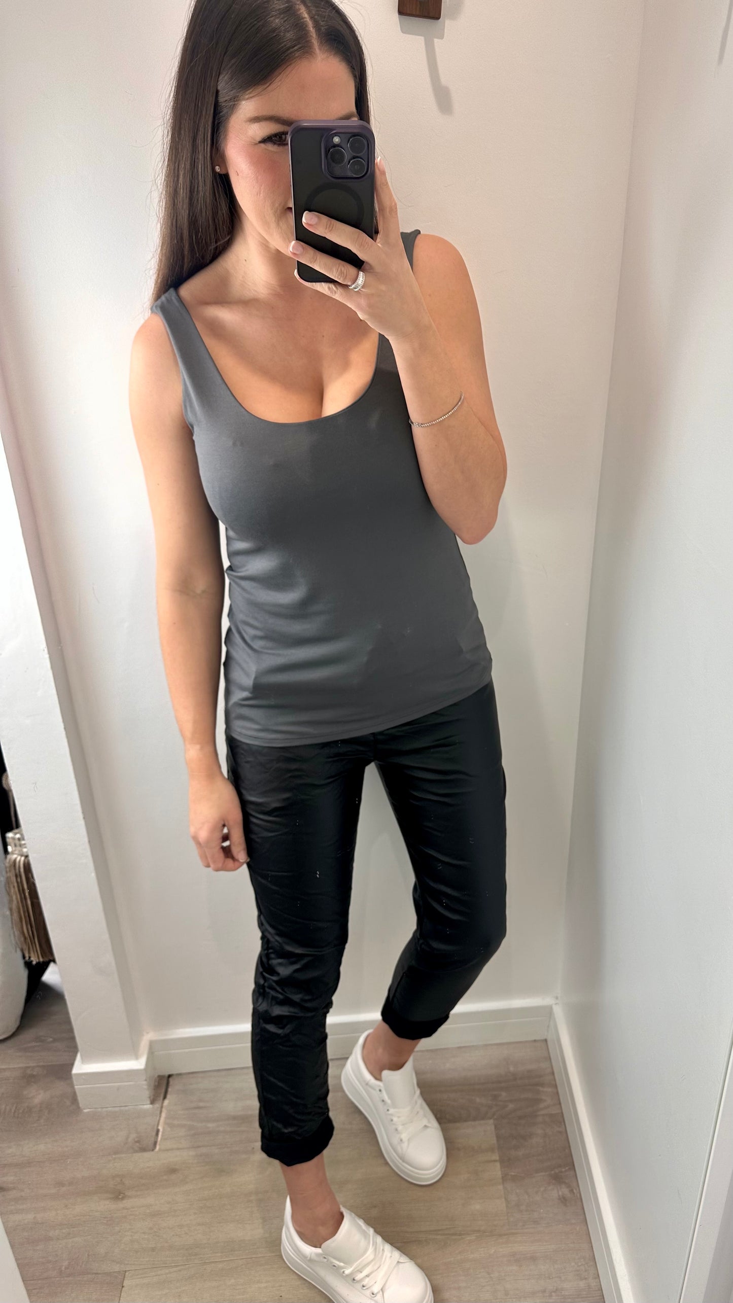 CHARCOAL CAMI VEST TOP