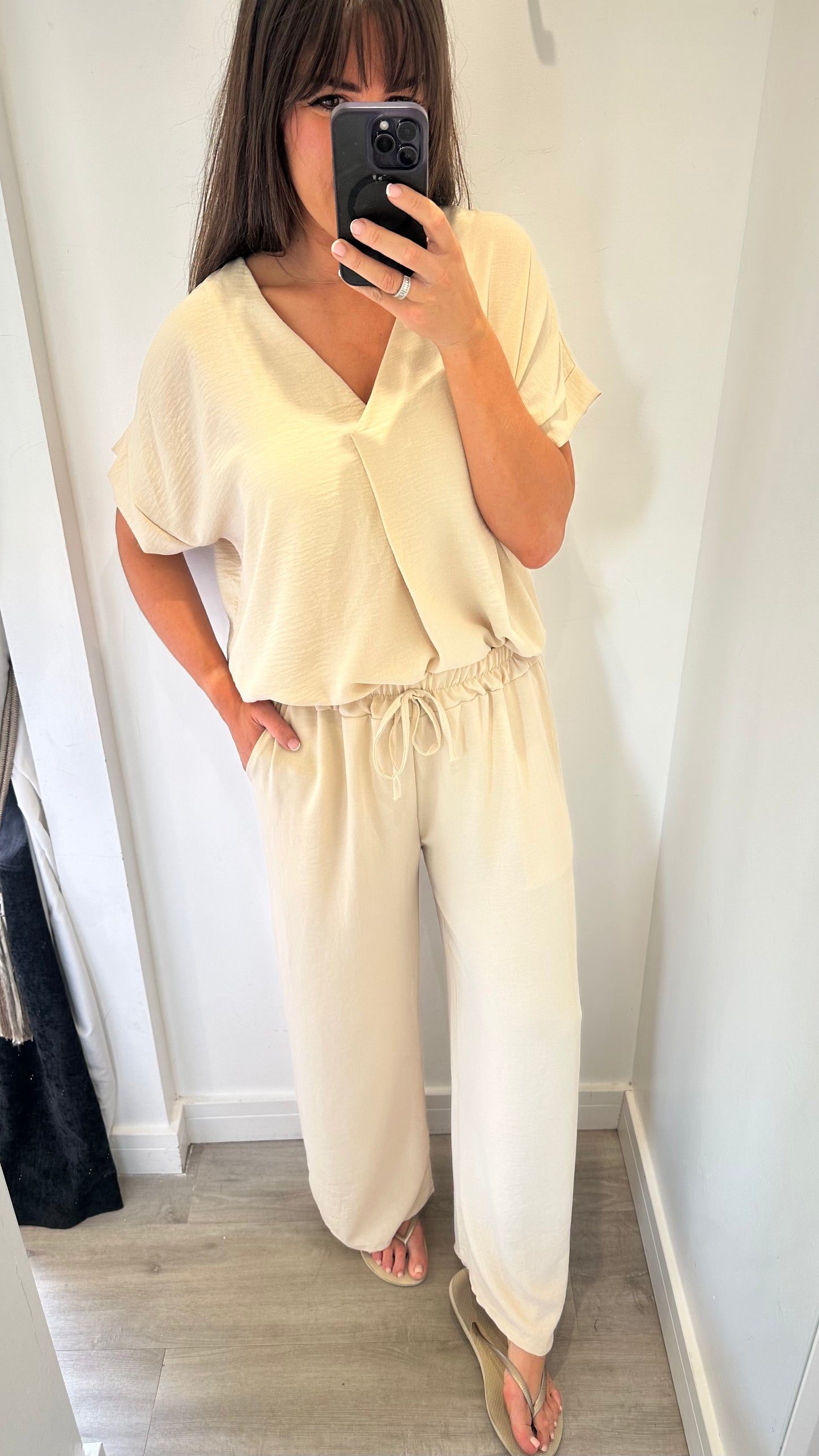 SAND DRAWSTRING TROUSERS