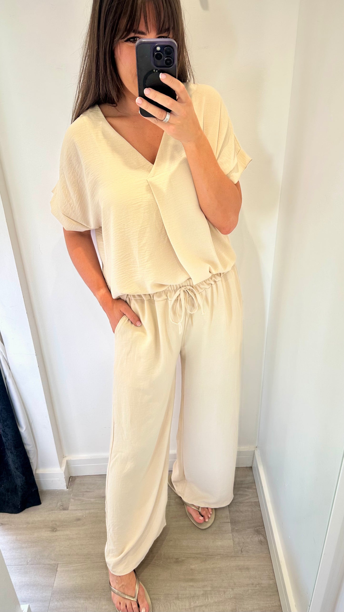 SAND DRAWSTRING TROUSERS