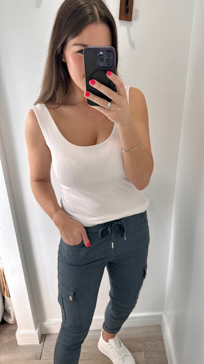 WHITE CAMI VEST TOP