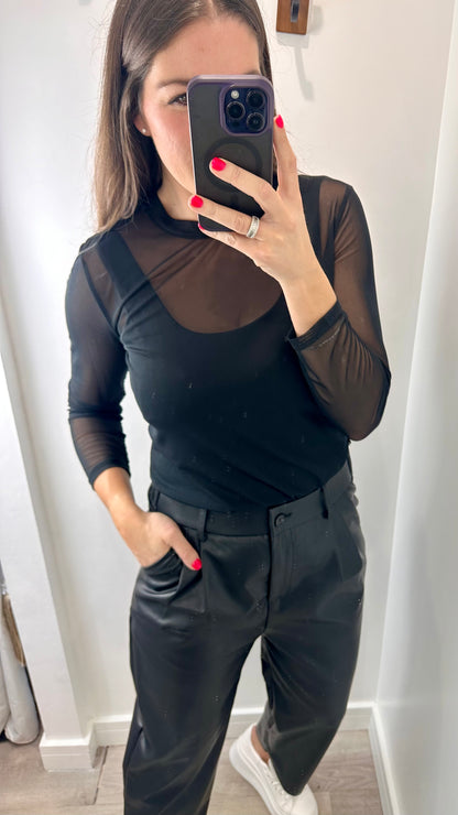 BLACK SHEER TOP