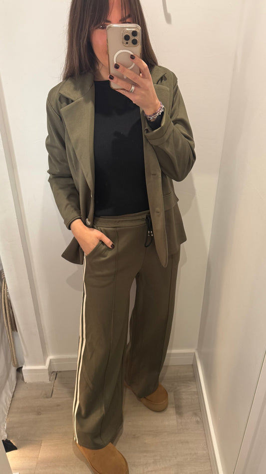 KHAKI STRIPE JERSEY JOGGER TROUSERS