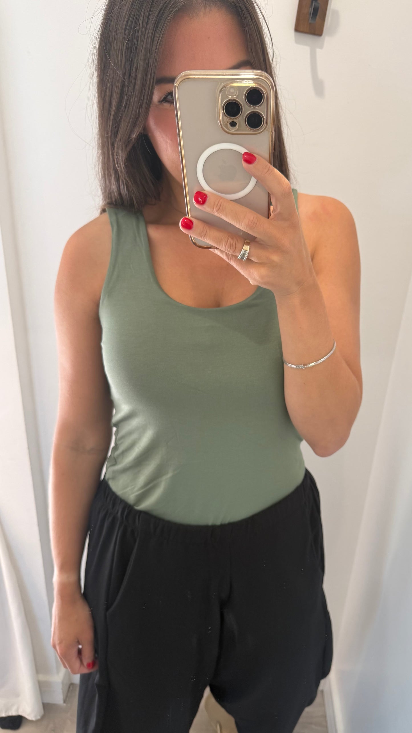 KHAKI CAMI VEST TOP