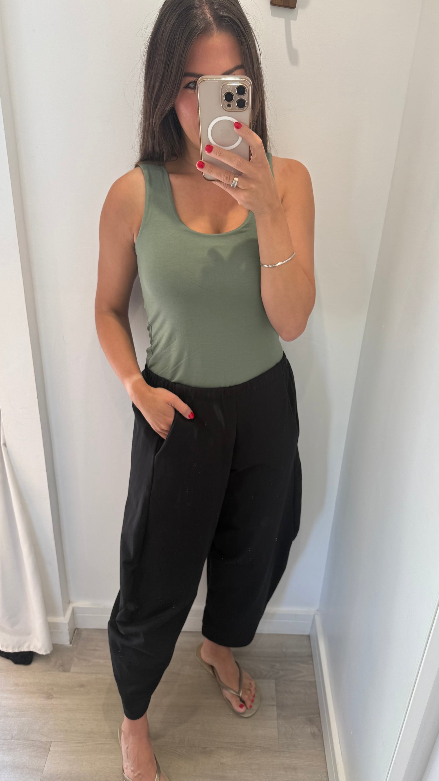 KHAKI CAMI VEST TOP