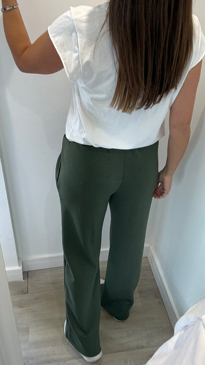 KHAKI STRAIGHT LEG TROUSERS