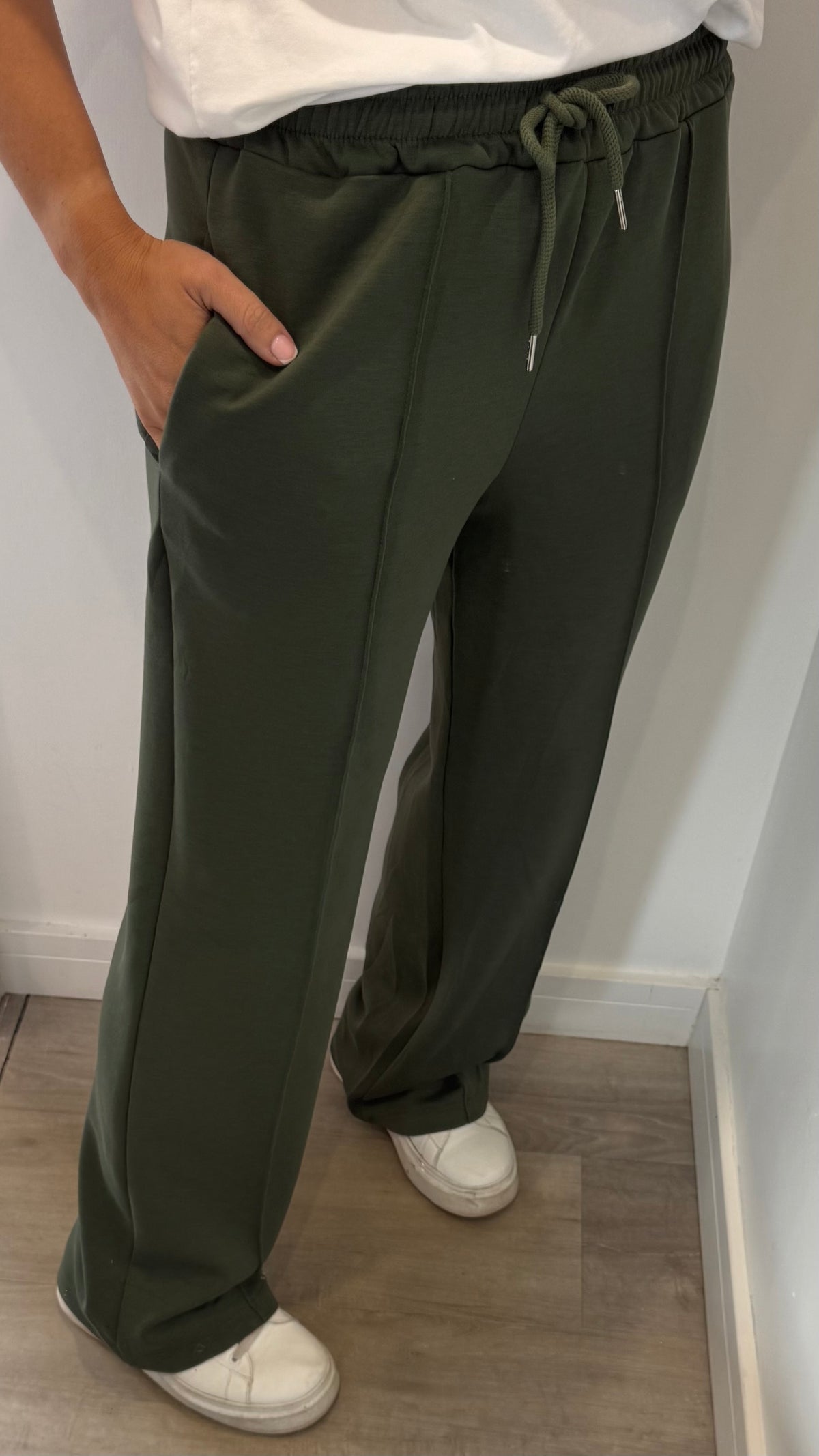 KHAKI STRAIGHT LEG TROUSERS