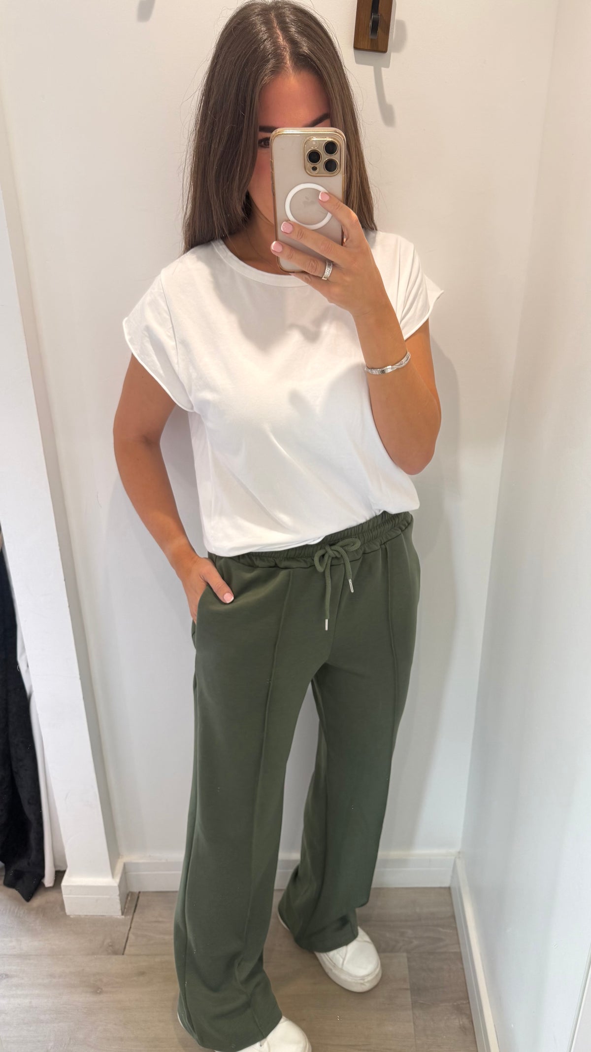 KHAKI STRAIGHT LEG TROUSERS