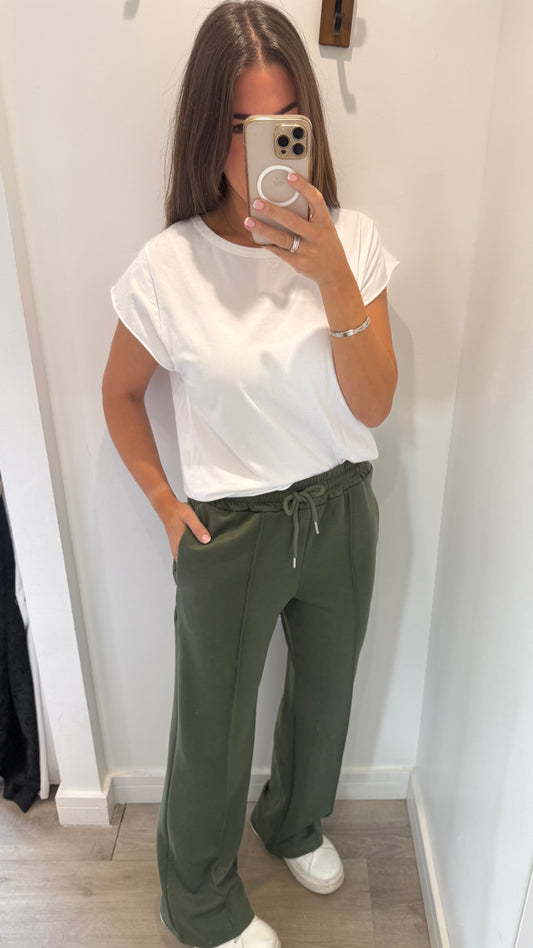 KHAKI STRAIGHT LEG TROUSERS