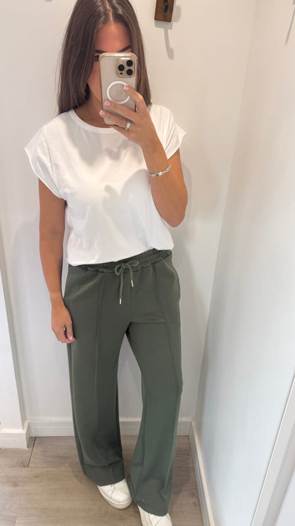 KHAKI STRAIGHT LEG TROUSERS