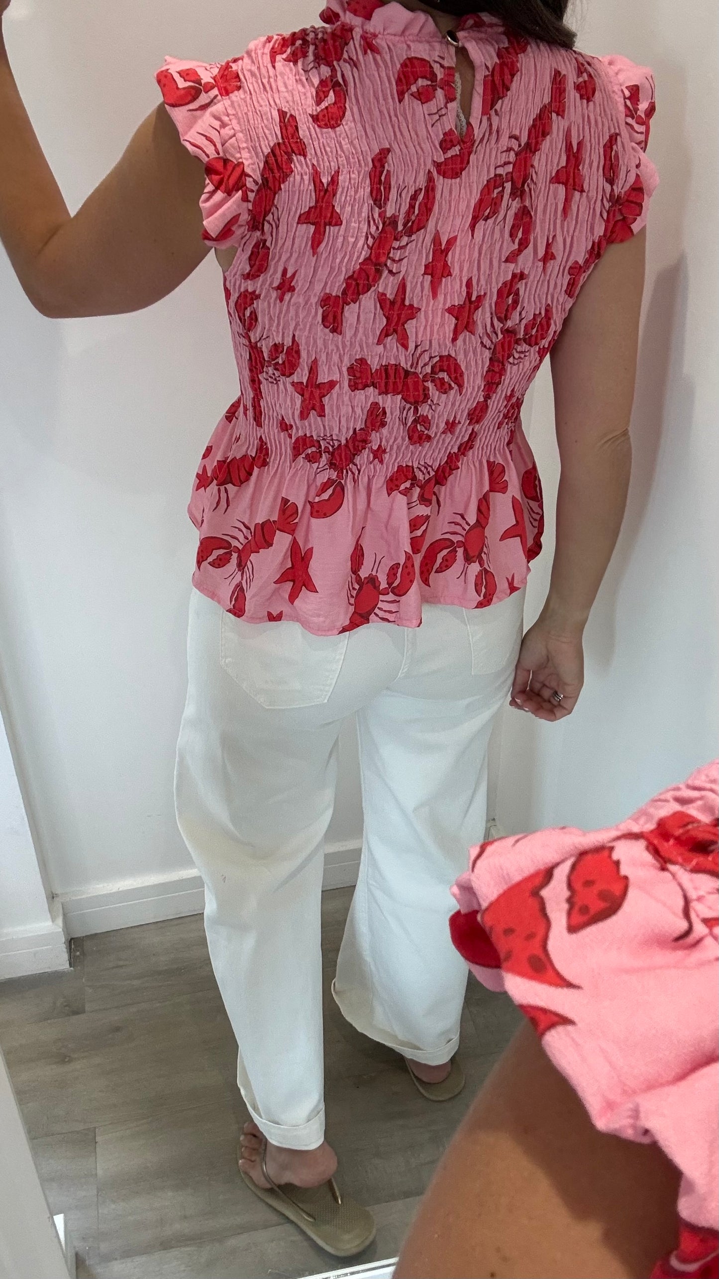 LOBSTER PRINT SMOCK TOP