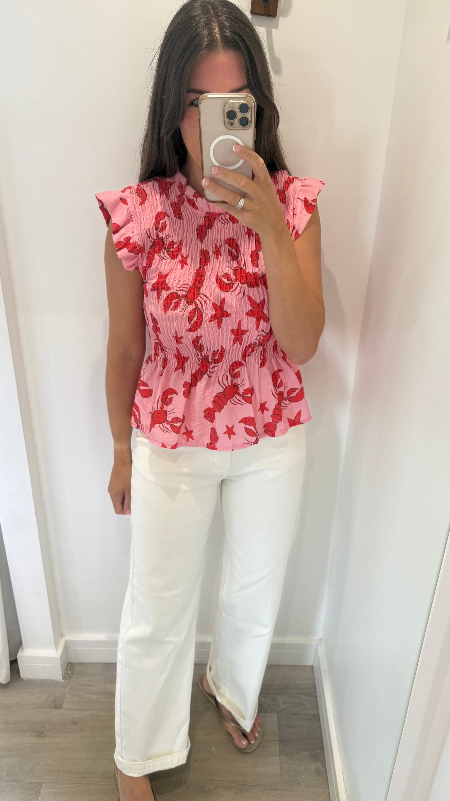 LOBSTER PRINT SMOCK TOP